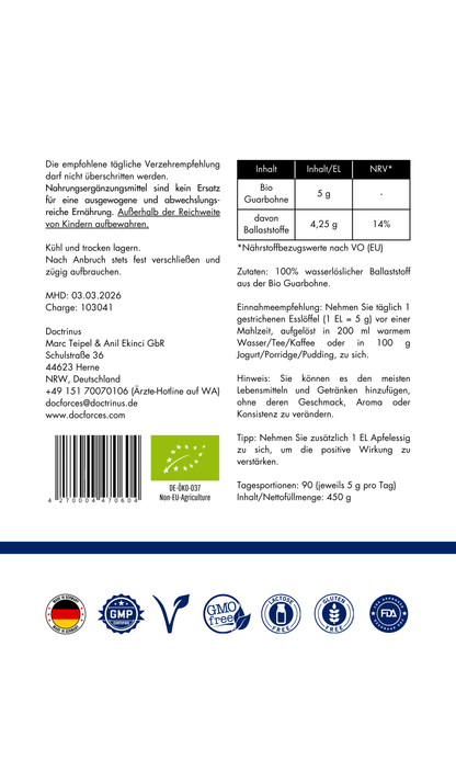 Bio Ballaststoffe (450 g Pulver)